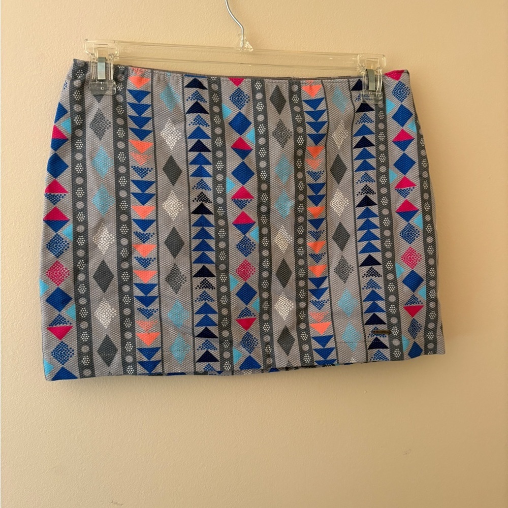 Hollister Vibrant Patterned Mini Skirt - Blue, Pink, Gray